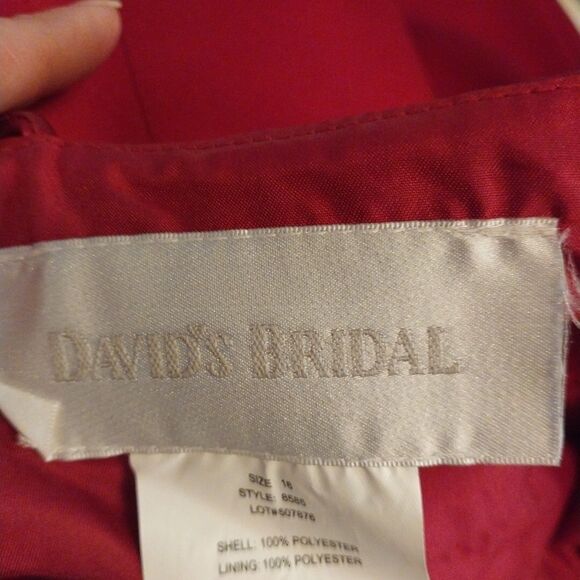 Vtg Davids Bridal Party Dress 16 Red Satin Lined Bridesmaid Prom Formal Holiday - Picture 8 of 10